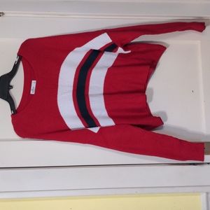 Hollister size small red white and blue knit sweater long sleeve